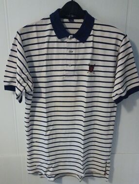 Ralph Lauren Polo Golf White Polo with Navy Stripes and Navy Collar Men's Size L